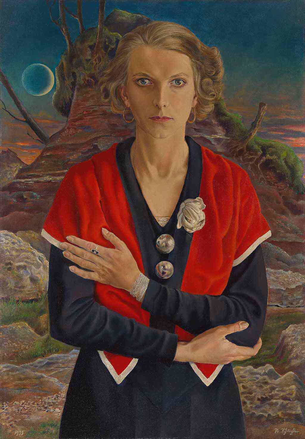 Rudolf Schlichter, “Lady with Red Scarf” (1933)