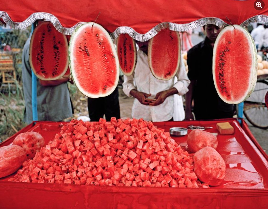 Watermelon stand, Hyderabad, India, 2008, captured by Jim Goldberg