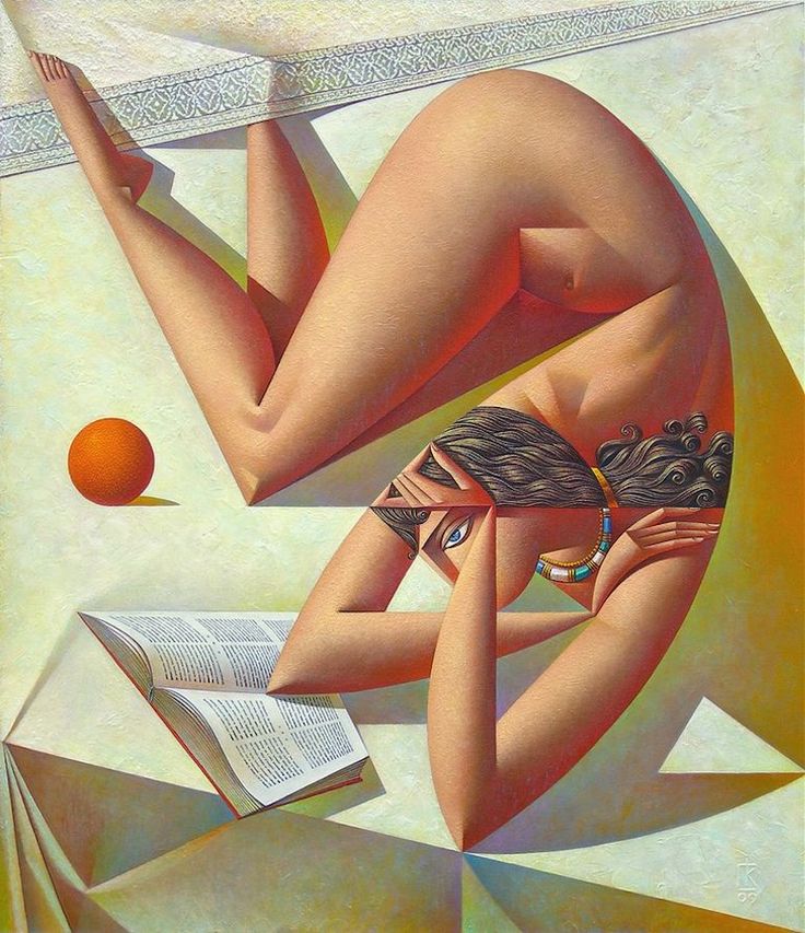 Woman Reading Book with Orange — Georgy Kurasov